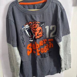 Gymboree Saber Tooth Long Sleeve Tee - Gray and Orange